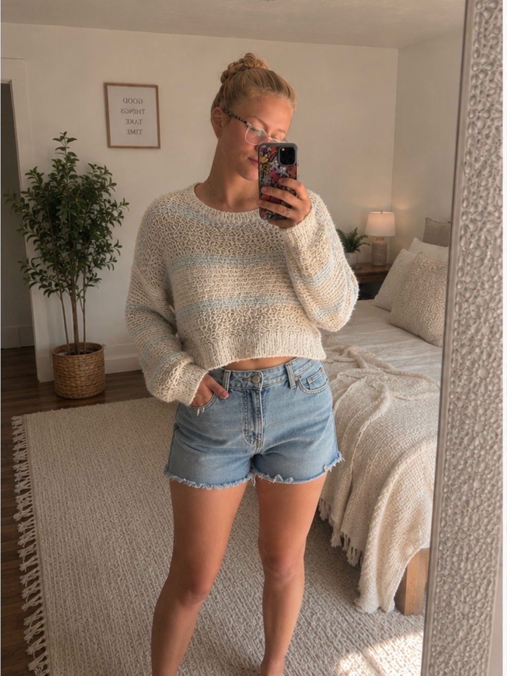 debut Cream Open-Knit Crewneck Sweater